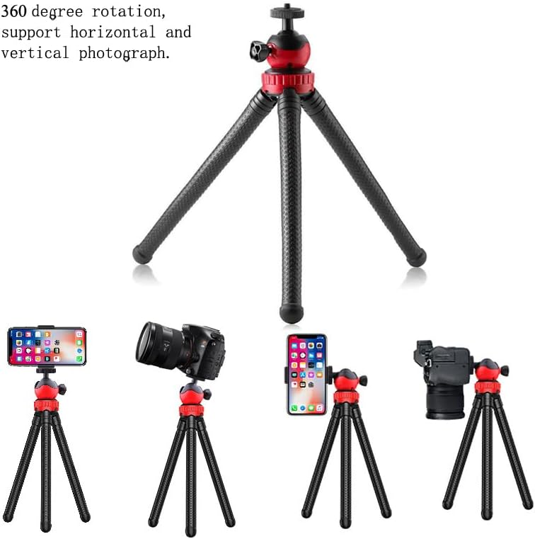 Octopus Camera Tripod, Flexible Cellphone Holder Stand Portable Selfie Handheld Grip for Vlogging/Live Streaming Compatible with Smartphone/Digital Camera/Action Camera/DSLR/Gopro