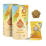 Tea Drops Lightly Sweetened Organic Tea Bulk Box | Citrus Ginger | Caffeine Free | Iced or Hot Bagle