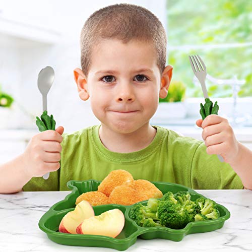Kidsfunwares UTU2HO0081 Funwares Engaging Green T-Rex Dinosaur Themed Kids' Dinnerware Set: Durable, Divided Plate thumb #1
