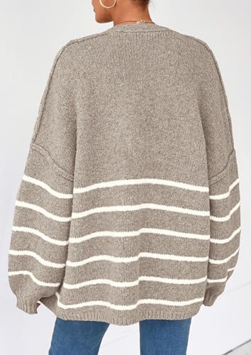 Image of PRETTYGARDEN Womens Oversized Cardigan Sweaters 2026 Fall Long Lantern Sleeve Knit Open Front Lightweight Sweater