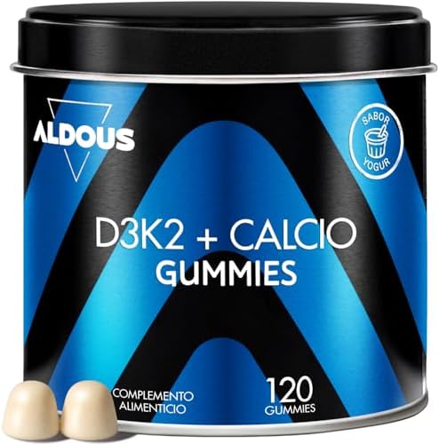 Vitamina D3 y K2 2000 UI - 120 Gominolas - Vitamina K2 37,5mcg, Calcio 200mg - Vitamina D Colecalciferol - Vitaminas para el sistema inmunitario y defensas - Músculos, Huesos - Mejora absorción Calcio