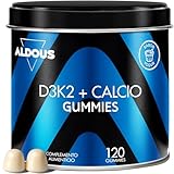 Vitamina D3 y K2 2000 UI - 120 Gominolas - Vitamina K2 37,5mcg, Calcio 200mg - Vitamina D Colecalciferol - Vitaminas para el sistema inmunitario y defensas - Músculos, Huesos - Mejora absorción Calcio