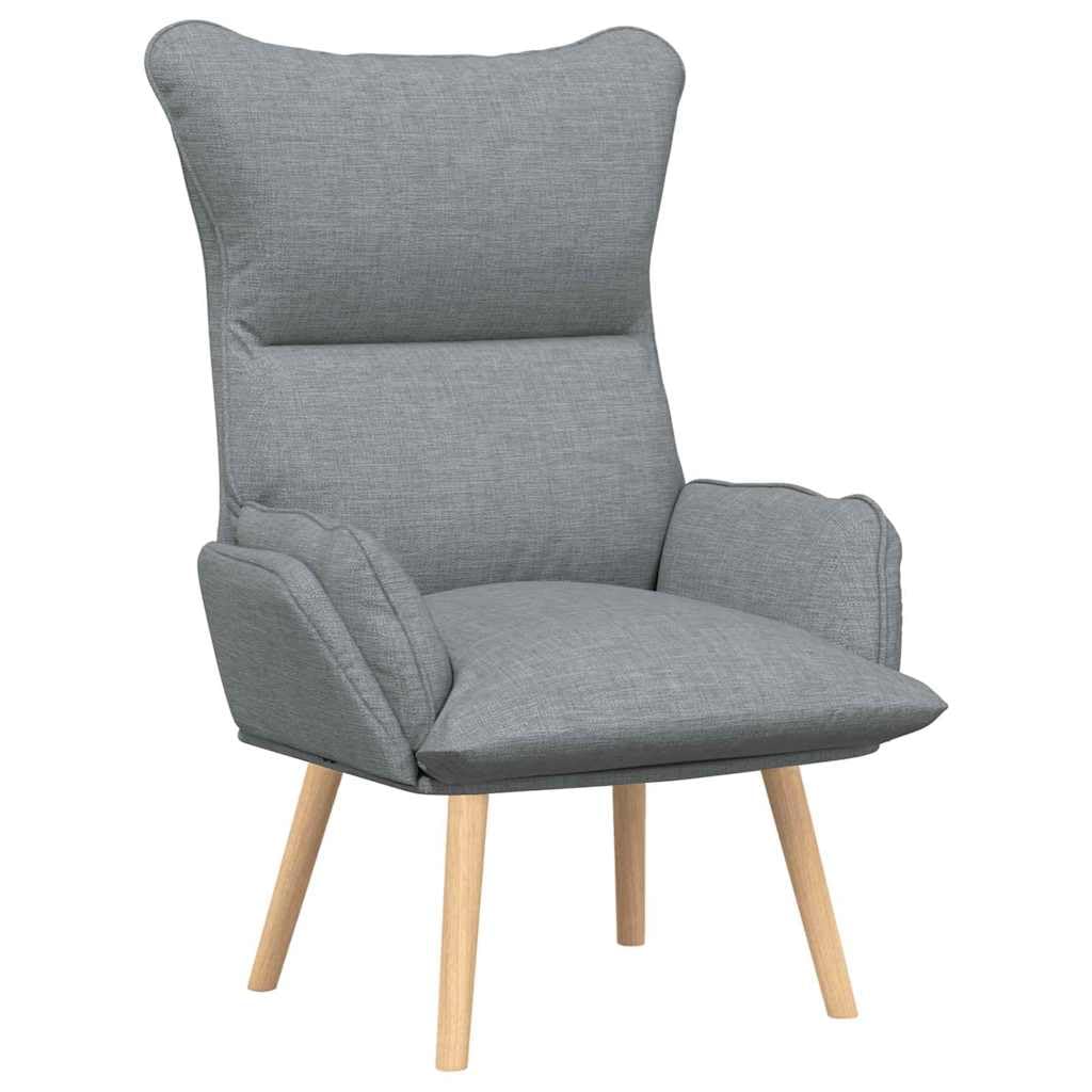 Krzesło relaksacyjne jasnoszare, 69 x 74 x 93 cm, obicie z materiału, ergonomiczny fotel wypoczynkowy z nogami z litego drewna do salonu, sypialni i kącika do czytania