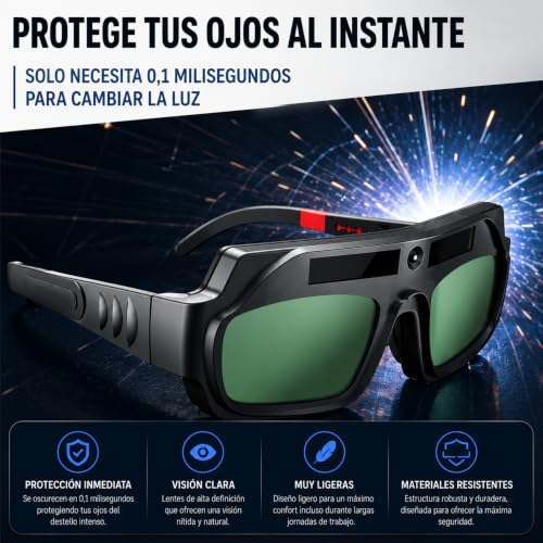 Miniatura 5 de Gafas De Soldadura Con Oscurecimiento Automático Ajustables Para Energía Solar 11 Protectores De Repuesto Correa De Sujeción Funda - Gafas Proteccion Trabajo Y Construccion 3-Stars