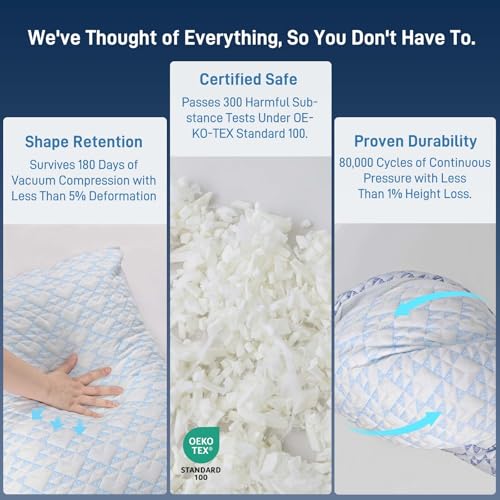 Shredded Memory Foam Cooling Soft Bamboo Viscose Pillow King Size, Adjustable Hypoallergenic Hotel Quality Bed Pillow for Side, Back and Stomach Sleeper, Oeko-TEX Certified