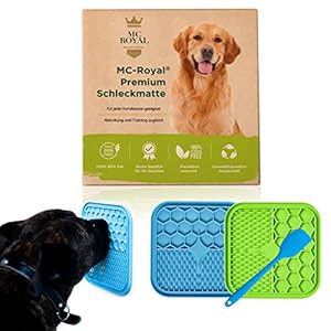 MC-Royal® Premium Schleckmatte für Hunde – 100% BPA-frei – 2er Pack Leckmatte für Hunde mit Silikon Spatel – Slow Feeder für eine bessere Verdauung – Hunde Leckmatte zur Ablenkung