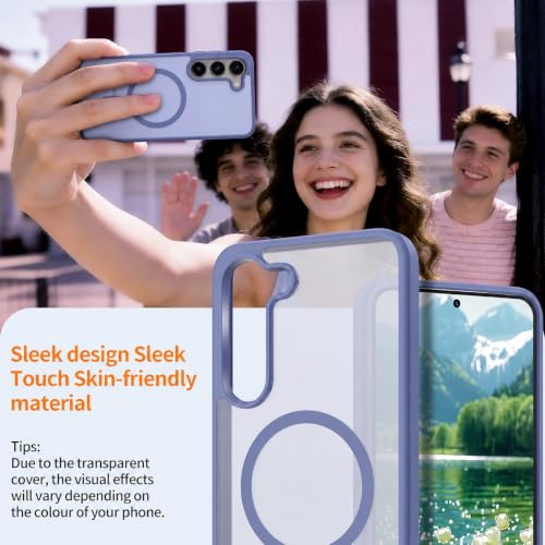 Image of Elzzi Magnetic Cover for Samsung S25 FE Case [MIL-Grade Drop Tested & Compatible with MagSafe] Translucent Matte TPU + Hard PC Back Cover, Anti-Scratch Shockproof Phone Case (Official Blue)