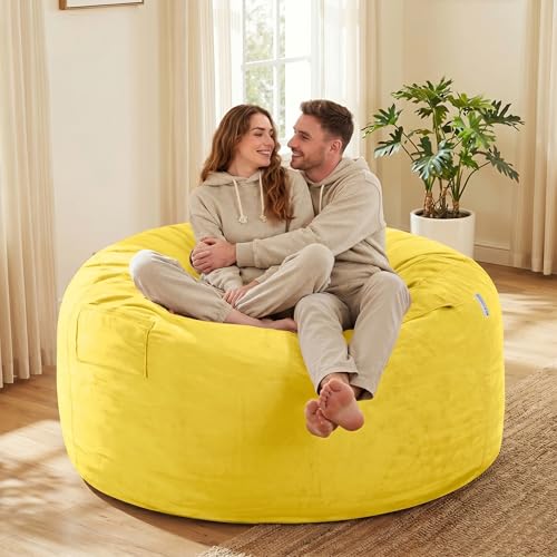 Image of HABUTWAY Bean Bag Chair: Giant 5' Memory Foam Furniture Bean Bag Chairs for Adults with Microfiber Cover 5Ft(Mustard)