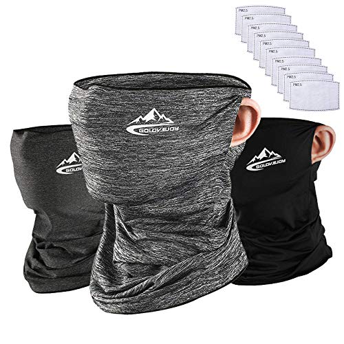3Pcs Face Scarf Masks Neck Gaiter Bandana with 10Pcs Safety Filters for Outdoor Sports