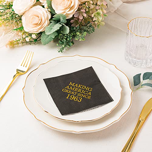 Crisky NPK023-60YEAR-BLACKGOLD-50 60Th Birthday Disposabel Napkins Black And Gold Dessert Beverage Cocktail Cake Napkins 60Th Birthday Decoration Party Supplies thumb #3