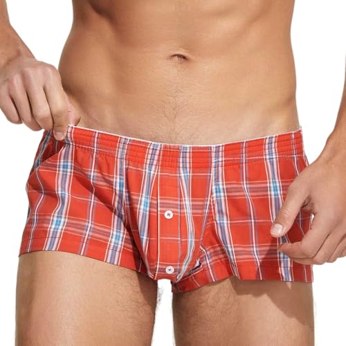 Banana Bucket Men's Cotton Low Rise Boxer Plaid & Stripe Printed Underwear Comfortable Pajama Trunks4