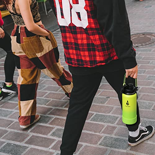 Farsea Insulated Water Bottle With Paracord Handle, Protective Silicone Boot And 2 Lids (Straw Lid & Spout Lid), Stainless Steel Water Bottle Wide Mouth, Double Wall Sweat-Proof Bpa-Free, 18 Oz #TOP4