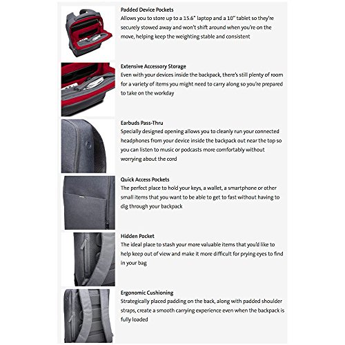 Kensington LM150 Laptop Case Backpack 15.6-Inch (K62622WW) - Cool Grey3