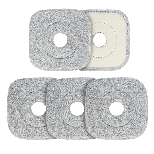 Cleansage AquaPro Microfibre Mop Heads Replacement, Flat Reusable Floor Mop Pads, Machine Washable for Tiles, Hardwood, Laminate, Marble Flooring - Pack of 5
