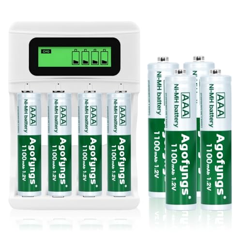 Charger For AA & AAA Batteries With 4 AAA Batteries (1100 mAh)