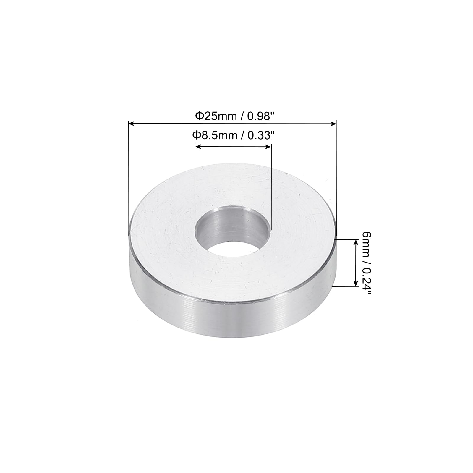 PATIKIL M8 Aluminum Spacers, 6pcs 5/16" x 1" Round Metal Spacers for 5/16 or M8 Screw Bolts - Image 2