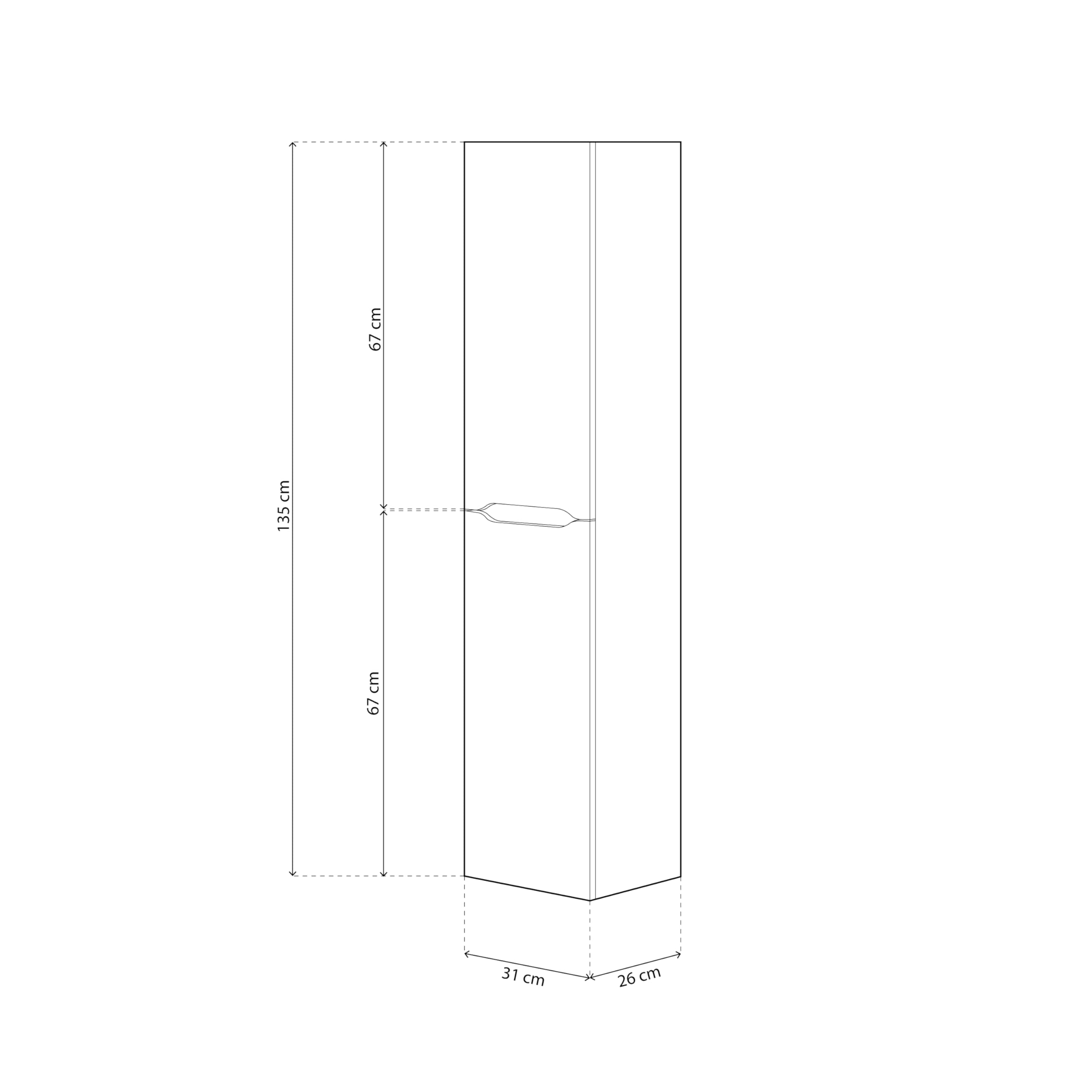 duehome | Columna de Baño Suspendida, Módulo con Almacenaje, Modelo Opera, Acabado en Antracita y Roble, Medidas: 31 cm (Largo) x 135 cm (Alto) x 26 cm (Fondo)