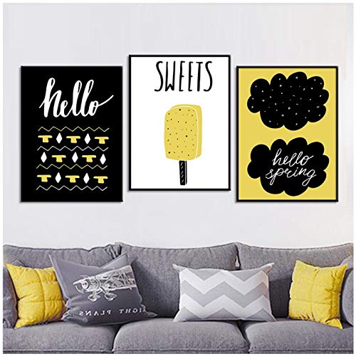 Affiches nordiques pour habiller un mur vide, toile crème glacée décoration salon 50x70cm