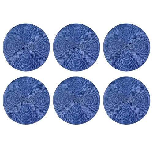 marysgift Coasters Set Of 6 Blue Drink Coaster Non Slip Woven Pad Mat Round Coasters for Drinks Coffee Beer Mats Home and Bar 18cm / 7 Inch (33-0918, Blue)