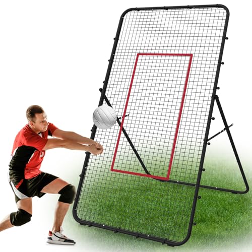 LIANTRAL Red de Voleibol Ajustable de 5 Ángulos, Equipo de Entrenamiento con Zona de Golpe para Práctica Deportiva de Béisbol y Lacrosse en Patio Trasero