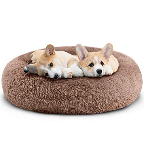 Small Dog Cat Bed - Comfortable Donut Calming Dog Bed, Ultra Soft Washable