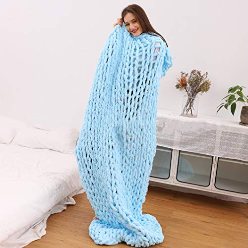 Luxury Chunky Knit Throw Blanket -Large Cable Knitted Soft Cozy Polyester Chenille Bulky Blankets...