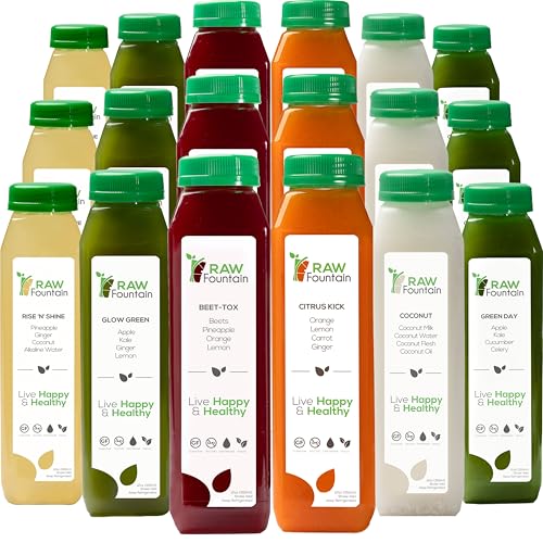 5 Day Juice Cleanse by Raw Fountain, All Natural Raw Detox Cleanse, Cold Pressed Juice Fast, Great Way to Jumpstart a Healthier Diet, Kosher, Vegan, NO Sugar Added, 30 Bottles 12oz