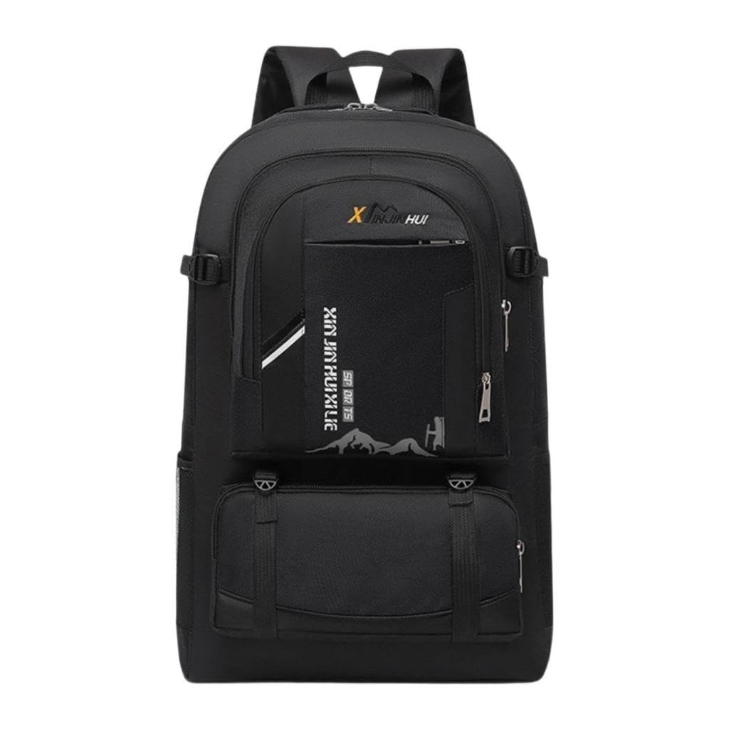 Hiking Backpack for Men Large 36-55L Waterproof Nylon Travel Camping Daypack Black Black-image-37