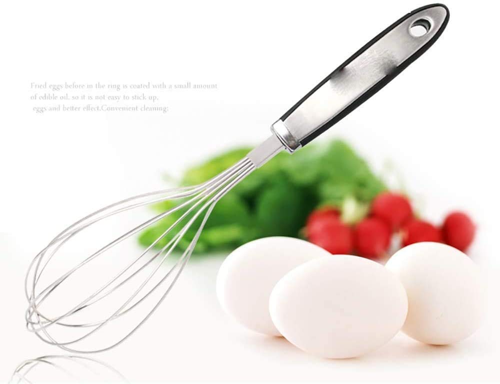 Batidora de Mano, batidora de Huevos para el hogar Batidora de Huevos Manual Batidora de Huevos Bold Large Silicona Mango Batidor de Huevos de Acero Inoxidable