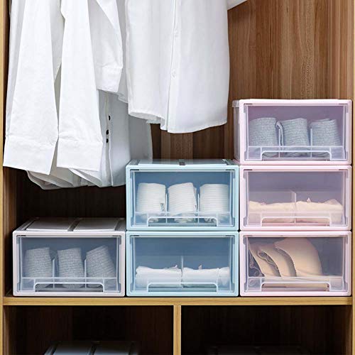 Homieco Organisateur de Placard empilable en Plastique Transparent Tiroir Diviseur M¨¦moires Bo?tes de Rangement Contenant Maison Dortoir, Rose/Petit - 10 cellules (10 cellules)