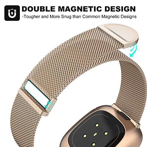 Higgs Strap Compatible with Fitbit Versa 3/4 & Sense 2, Dual Magnetic Adjustable Metal Strap - Rosegold Fashion for Women & Men - Image 4