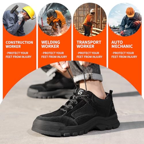 Image of Steel Toe Shoes for Men Puncture Proof Indestructible Industry Construction Work Shoes Lightweight Comfortable Breathable Steel Toe Safety Sneakers