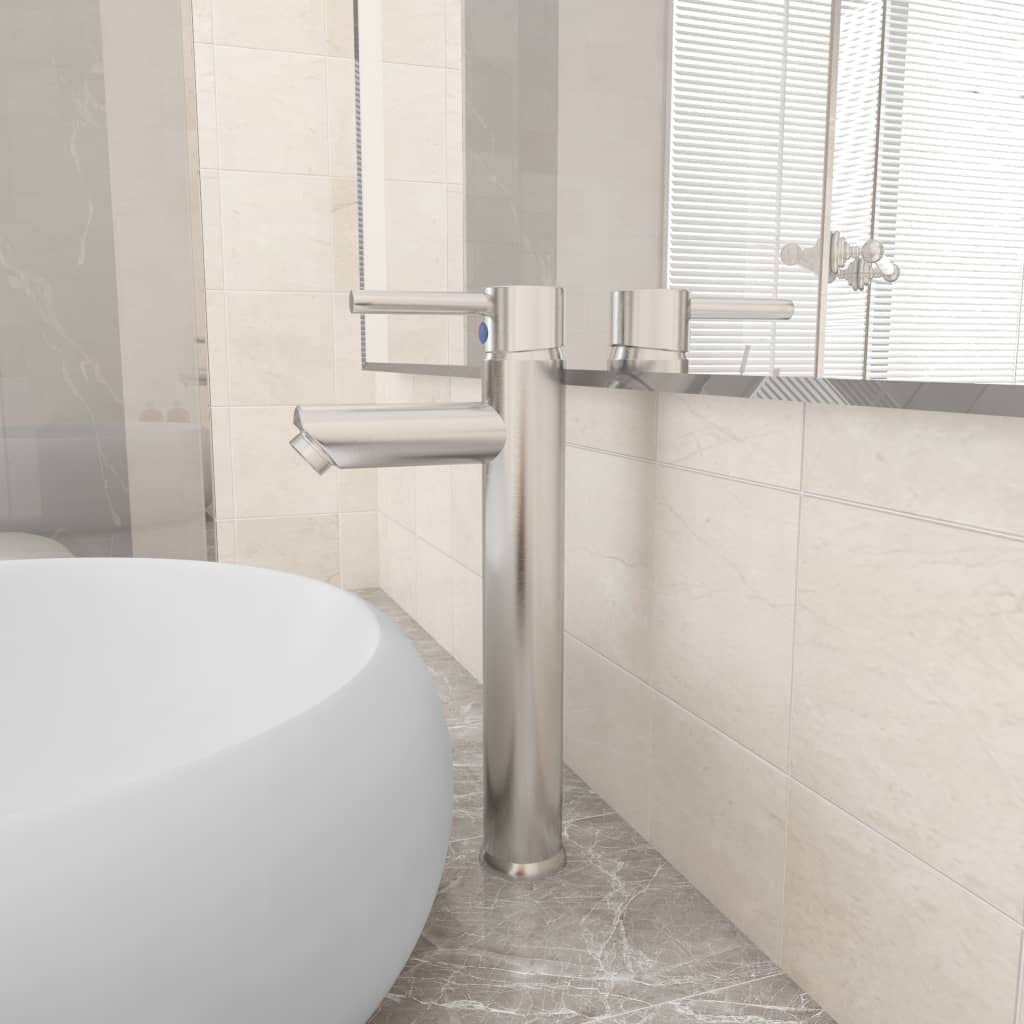 SKM Badezimmer Mischbatterie Silbern 12x30 cm,Heimwerkerbedarf, Sanitärbedarf, Sanitärkeramik & Armaturen, Armaturen,Silber,0.97KG,149091