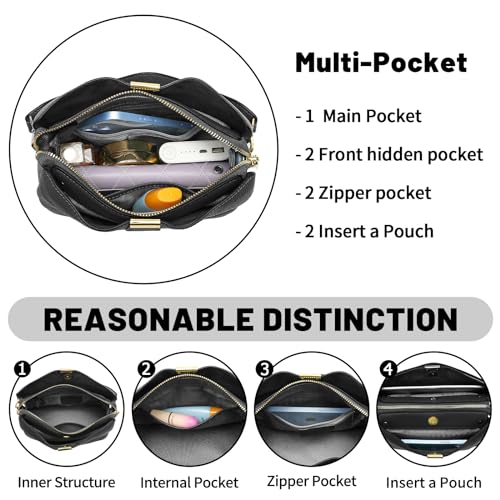 Image of Small Women Soft Genuine Leather Shoulder Bag Crossbody Purses for Lady Bucket Handbag