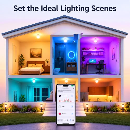 Image of 9W B22 WiFi Smart LED Bulb, 16 Million RGB Colours, Warm White, Neutral White, Cool White, Music Sync, App Control, Compatible with Alexa, Google Assistant, Dimmable Smart Light