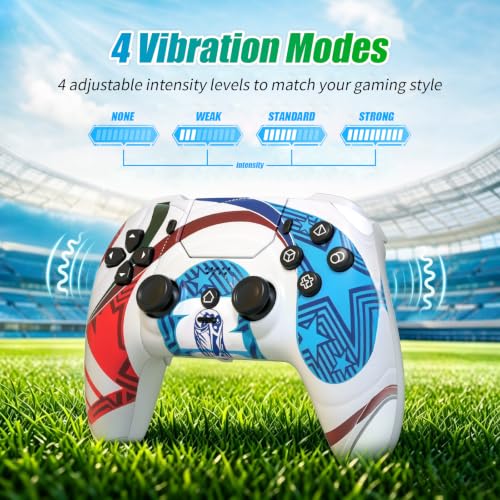 Image of YUYIU LED Wireless Controller for PS5 /Pro /Slim /PC, Hall Effect Joysticks & Triggers /Macro /Turbo /6-Axis Gyro /Dual Vibration /3.5mm Audio Jack /1500mAh Battery Gamepad with Speaker (Sports Colors)