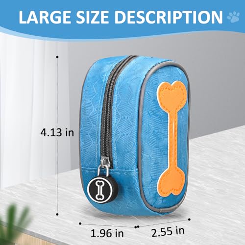 Image of Hands Free Dog Poop Bag Holder for Leash with Big Opening, Zippered Pouch with Carabiner Hook Waterproof Dog Poop Bag Holder(1 Doggy Bag) (Dark Blue)