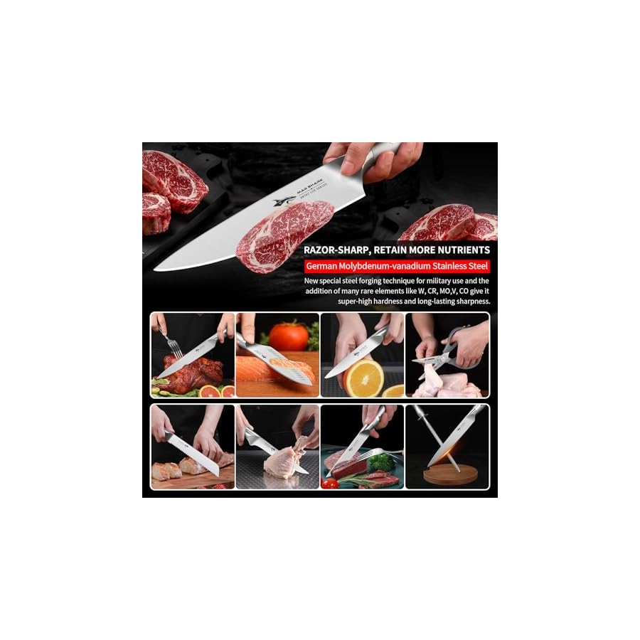 MAD-SHARK-Knife-Sets-for-Kitchen-with-Block-17-Pieces-Knife-Block-Set-Wooden-Block-German-Stainless-Steel-Chef-Knife-Set-with-Bread-Knife-and-Steak-Knives-Dishwasher-Safe-Sliver MAD SHARK Knife Sets for Kitchen with Block, 17 Pieces Knife Block Set, Wooden Block German Stainless Steel Chef Knife Set with Bread Knife and Steak Knives, Dishwasher Safe, Sliver