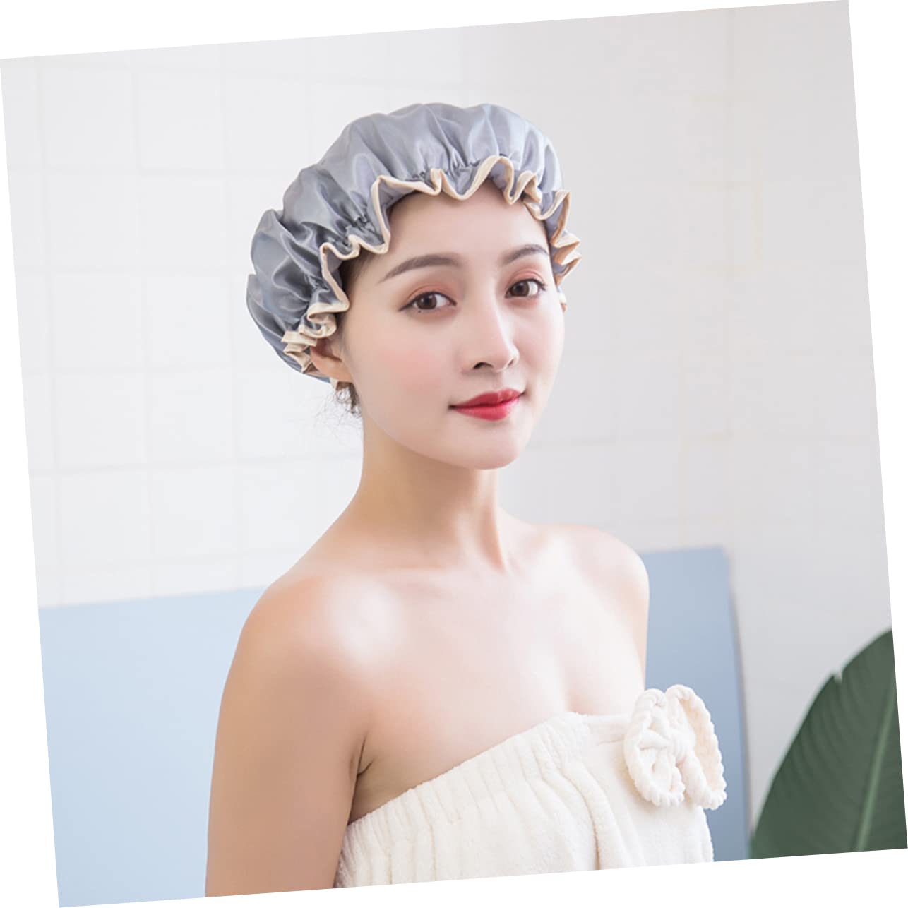 Angoily 12stücke Teiliges Duschhauben Doppel-layer Wasserdichte Duschkappen Für Haarpflege Schickes Design Champagner Und Mauve Für Zuhause Und Salongebrauch