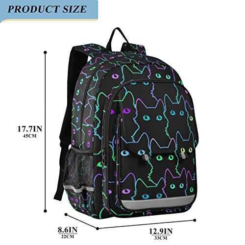 Cute Black Cat Silhouettes Backpack for Women Men, Large Student School Bookbag 15.6 in Laptop Bag Purse Travel Casual Daypack2