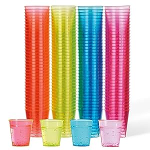 MATANA 150 Bunte Shotgläser Plastik Neon