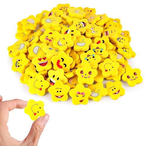 Gomas De Borrar Con Caritas Sonrientes, 100 Unidades Pequeñas Y Divertidas Gomas De Borrars, Emoji Emoticon Lápiz Goma Borrar, Para Cumpleaños Halloween Navidad Regalo, Recompensas De Los Maestros