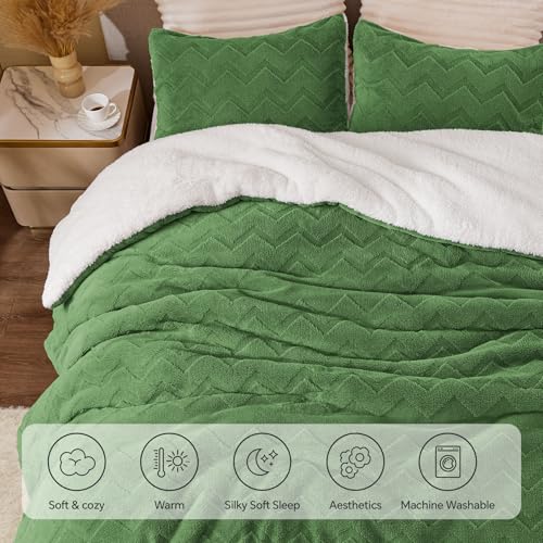 Image of BEDELITE Fluffy Sherpa Twin Comforter Set,Sage Green