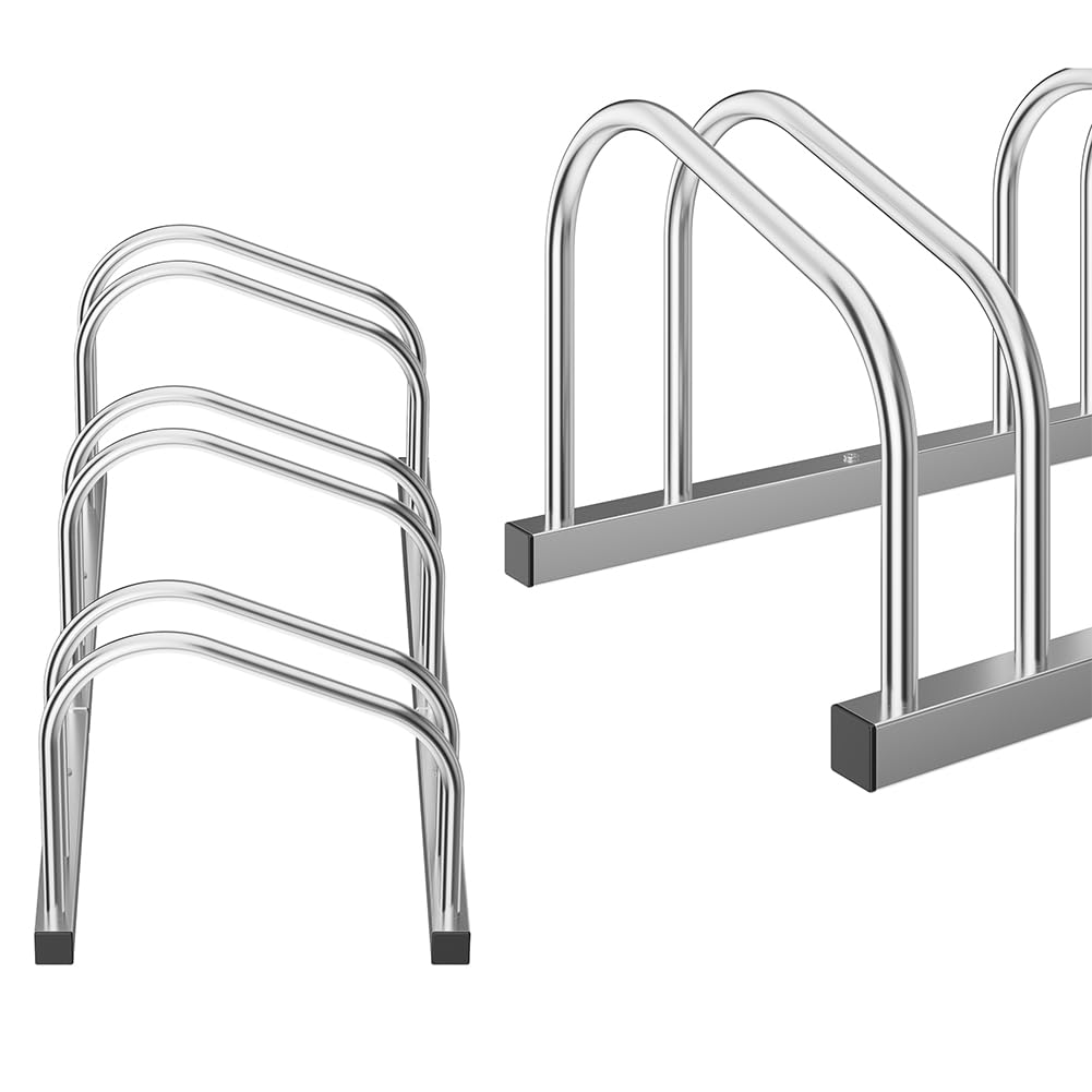 BAKAJI Rastrelliera per Biciclette da Pavimento o Parete Stand Parcheggio Esterno per Bici in Acciaio Porta Bici con Materiale di Montaggio Incluso