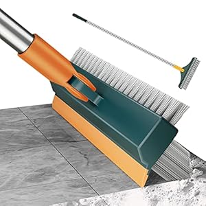 Gidenfly 2-in-1 vloerborstel, schuurborstel, afneembare tegelreiniger met stijve borstelharen, 120 graden draaibare borstelkop voor het reinigen van voegen- en wc-tegels