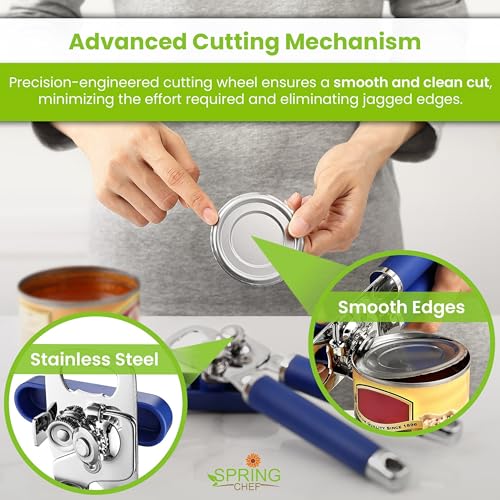 Image of Spring Chef Stainless Steel Manual Can Opener w /Soft Grip Handle, Sapphire