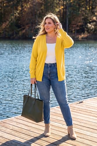 Image of TIANZHU Plus Size Cardigan for Women Button Open Front Long Sleeve V Neck Comfy Lightweight Sweaters XL-4XL