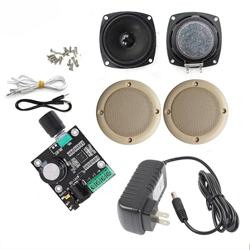Kit de audio para consola de juegos Arcade, amplificador de potencia de 12 V + altavoces de 3 pulgadas 5 W 8 ohmios, cable de alimentación AUX para accesorios de gabinete de juegos Arcade (crema)