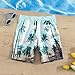Nikiikoo Kids Boys Fashion Tropical Print Beach Swim Bottom Summer Elastic Waistband Swim Shorts Beachwear Light Green 9-10 Years