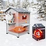 Rockever Plastic Outdoor Cat House with Insulated Liner, 100% Insulated Outdoor Cat Houses for...